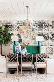 Black And White Dining Room Furniture In This Eclectic Dining Room From Kendall Simmons Bold Black And White Wallpaper Becomes A Chic Bac Eclectic Dining Room Dining Room Wallpaper Eclectic Dining