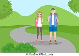 Soal matematika smp aritmatika sosial language:id. Romantic Couple Hiking In Mountains Vector Illustration Man And Woman Cartoon Characters Walking Together In Nature Canstock