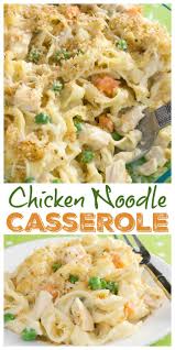 This Creamy Chicken Noodle Casserole Is A Satisfying Dinner Your Family Will Love Potluck Healthy Casserole Recipes Easy Casserole Recipes Noodle Casserole