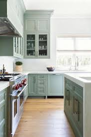 Maybe you would like to learn more about one of these? Sage Green Kitchen Island With Honed White Marble Waterfall Counter Transitional Kitchen