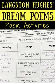 Langston Hughes Dreams And Harlem Dream Deferred Poem Activities Analyze Imagery Metaphors An Poem Activities Handwriting Analysis Poetry Activities