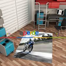 Cocuk Genc Odasi Motorsiklet Desenli 3d Baskili Hali Genc Odasi Halilar Gencler