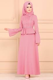 Modaselvim Elbise Aksesuar Dugmeli Firfirli Elbise Pl878 Pudra Dresses Fashion Abaya Dress