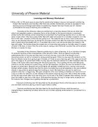Some of the worksheets for this concept are classical conditioning work 2, classical conditioning practice examples, classical conditioning exercises, classical operant conditioning, classical conditioning examples, classical or operant, operant conditioning examples, classical conditioning identify the ucs ucr cr cs. Doc Siera Polk Wk 3 Learning And Memory Worksheet Beh 225 1 1 Siera Polk Academia Edu