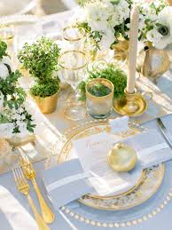 Opulent Blue And Gold Wedding Ideas From Tuscany Gold Table Setting Wedding Table Settings Gold Spring Wedding Colors