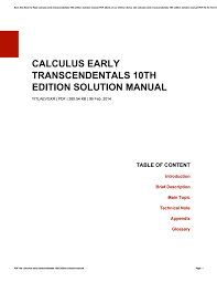 Thomas' calculus, twelfth edition is written by george b thomas' calculus, twelfth edition, helps your understudies effectively sum up and apply the key. Calculus Early Transcendentals 10th Edition Solution Manual By Meghanbuffum4223 Issuu