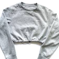 Reworked Nike Crop Sweatshirt Grey