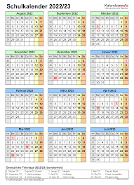 Schulkalender 2022 2023 Als Pdf Vorlagen Zum Ausdrucken