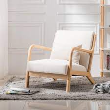 Ubesgoo Modern Mid Century Accent Chair Living Room Single Sofa Cafe Lounge Chair Beige Walmart Com In 2021 Mid Century Lounge Chairs Oak Sofa Accent Chairs For Living Room