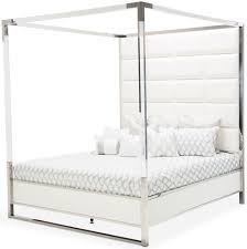 Options and unique bed black finish. Michael Amini State Street Glossy White California King Metal Canopy Bed N9016000ck4 116 Ihome Furniture