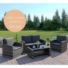 Rattan garden furniture near me. 4 Piece Algarve Rattan Sofa Set With Coffee Table For Garden Patios Conservatories And Terraces