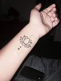 Lotus Flower And Semi Colon Tattoo Semicolon Tattoo Meaning Tattoos With Meaning Semicolon Tattoo