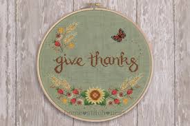 Happy saturday to all our cross stitchers! Homestitchness Give Thanks Cross Stitch Pattern