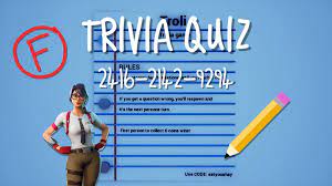 The fortnite craze has lasted much longer than an actual fortnight. Trivia Quiz Eatyoushay Fortnite Creative Map Code