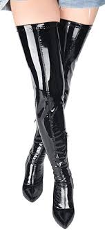 Patent leather boots knee high. Amazon Com Women S Patent Leather Pu Thigh High Boots Pointy Toe Side Zip Pointed Toe Stiletto High Heel Over The Knee Boots Over The Knee
