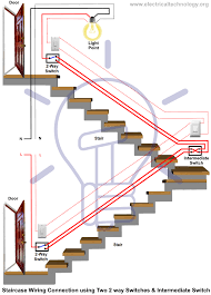 Travelers how to wire a light switch. Staircase Wiring Circuit Diagram How To Control A Lamp From 2 Places