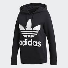 Adidas Black And White Women S Sweatshirt Trefoil Hoodie Sudaderas Con Capucha Sudaderas Capucha Adidas