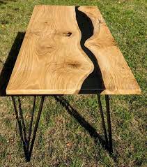 live edge river oak table with black epoxy tafel ikea eiken tafel