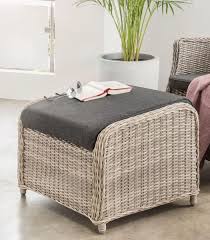 Fusshocker Sally Rattan Vintage Weiss Polyrattan Inkl Polster Anthrazit Gartenhocker Grosser Esstisch Wohnen Metallstuhle