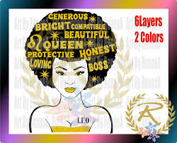 Download Leo Svg Woman Svg Zodiac Svg Black Woman Svg Black Queen Svg Cricut File Silhouette File Commercial Use Svg Dxf Eps Studio3 Leo Zodiac Color