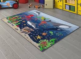 Confetti Deep Water Mavi 133x190 Cocuk Odasi Halisi 194 90 133x190 Cm 1 Adet El Oymali Kesik Havli Hali Camasir Makinesinde 30 C Mavi Hali Mavi Halilar