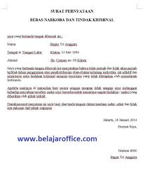 Supaya si pemberi hutang mendapatkan kejelasan kapan hutang tersebut dibayar, perlu dibuat surat pernyataan bermaterai. Contoh Surat Pernyataan Bebas Narkoba Dan Tindak Kriminal Pribadi Belajar Office