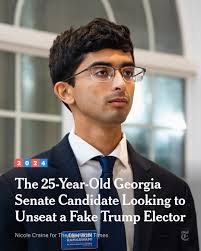 Ashwin Ramaswami, a 25-year-old Democrat, is running against State Senator Shawn  Still, who was indicted with Donald Trump in the Georgia election  interference case. https://nyti.ms/4058iwg
