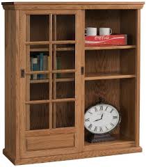 Meridian Sliding Door Oak Bookcase Countryside Amish Furniture