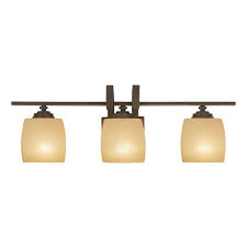 Hampton Bay 3 Light Bronze Vanity Light With Scavo Glass Shade 25107 The Home Depot Bathroom Light Fixtures Bronze Bathroom Light Fixtures Bath Light