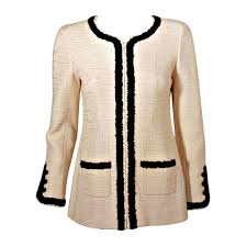 Chanel Cream Jacket W Black Trim Cream Jacket Chanel Jacket Trims Clothes Design