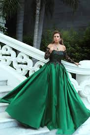 2020 Emerald Green Black Lace Evening Dress Long 2019 Elegant Boat Neck Long Sleeve Formal Evening Gowns Empire Formal Party Dress From Hongxigua 99 33 Dhgate Com