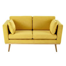 2 Seater Sofa In Yellow Timeo On Maisons Du Monde Take Your Pick From Our Furniture And Accessories And Be I Fabric Sofa Sofa Scandinavian Style 2 Seater Sofa