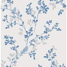 Unfollow blue bird wallpaper next to stop getting updates on your ebay feed. Brewster Chirp Blue Birds And Trees Wallpaper Sample 2704 22679sam The Home Depot Trees Wallpaper Bird Wallpaper Tree Wallpaper