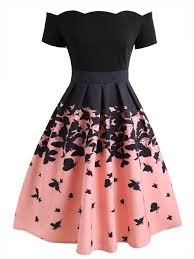 Black 1950s Butterfly Swing Dress Fancy Dresses Cute Prom Dresses Dresses