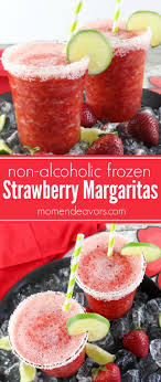 Non Alcoholic Frozen Strawberry Margaritas A Delicious Fruity Mocktail Recipe Healthy Drinks Drinks Alcohol Recipes Mocktail Recipe
