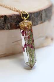 Pressed Flower Jewelry Real Heather Jewelry Crystal Resin Pendant Crystal Point Terrarium Jewelry Plants In Resin Lucky Jewlery Crystal Resin Resin Jewelry Resin Jewelry Diy
