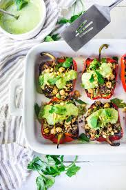 Stuffed Peppers With Quinoa Eggplant Chickpeas And Zhoug Yogurt Feasting At Home