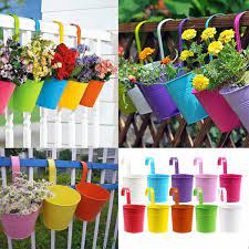 10pcs 10 Colours Fashion Metal Iron Flower Pot Hanging Balcony Garden Plant Planter Home Decor Balcony Hanging Plants Hanging Flower Pots Flower Pot Garden