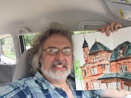 A pencil drawing of the Washington Boat Club