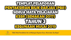 Borang pelaporan offline tahun 5. Templat Pelaporan Pentaksiran Bilik Darjah Pbd Semua Mata Pelajaran Kssr Semakan 2017 Tahun 3
