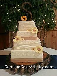 Rustic Country Square Wedding Cake With Edible Sunflowers Dixie Dreams Wedding Cake Rustic Country Sunflower Wedding Cake Wedding Cake Rustic