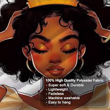 Princess Pillowcase Black Hippie Art African American Girl With Flower  Tapestries Wall Hanging