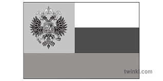 The flag was first used as an ensign for russian merchant ships in 1696. Russiese Vlag 1914 Geskiedenis Rusland Sekonder Swart En Wit Rgb
