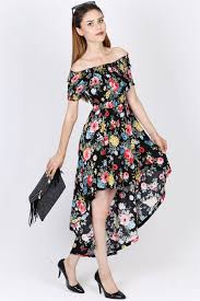 Onu Kisa Arkasi Uzun Cicek Desenli Elbise 2054b Kisa Elbise Elbiseler The Dress