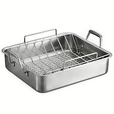 Tramontina 80203006ds Gourmet Prima 165inch Deep Rectangular Roasting Pan With Basting Grill And Vrack Large Stainless St Roasting Pan Gourmet Homemade Lasagna