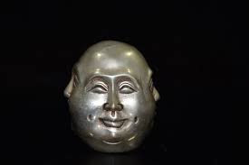 Chinese Antique Early Collection of Brass Silver Buddha Head Ornaments