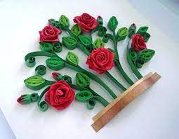 This Unique Delicate Quilled Paper Artwork Of Red Roses Bush Will Bring Bright Summer Colors And T Paper Quilling Flowers Quilling Designs Quilling Paper Craft