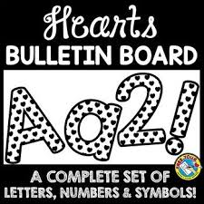 Black And White Bulletin Board Letters Hearts Bulletin Board Letters Black And White Classroom Decor Printable Lettering Bulletin Board Letters Classroom Decor