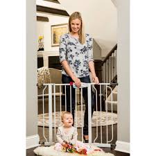 North states tall stairway swing gate top of stairs baby. Regalo Easy Step Walk Thru Gate White Fits Spaces Between 29 And 39 Wide Walmart Com Walmart Com
