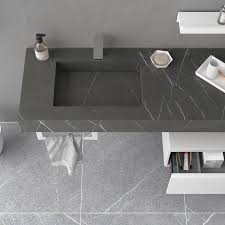 1800 mm with 2 integrated sinks grey stone